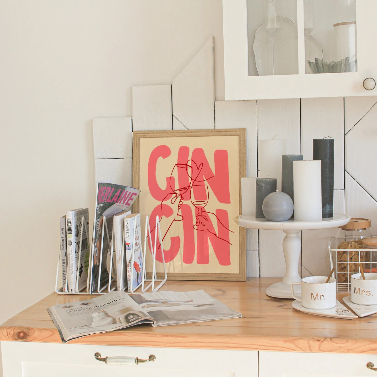 Cin Cin Wall Art – Modern Wine Cheers Print