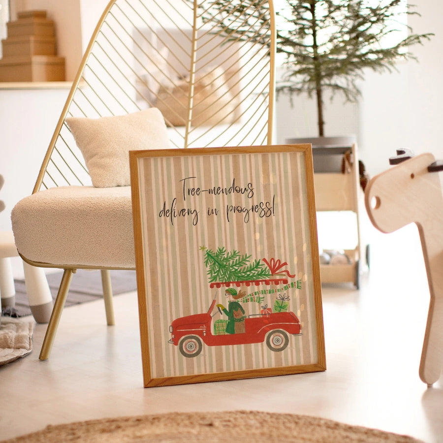 Consegna dell'albero di Natale - Stampa artistica da parete vintage natalizia