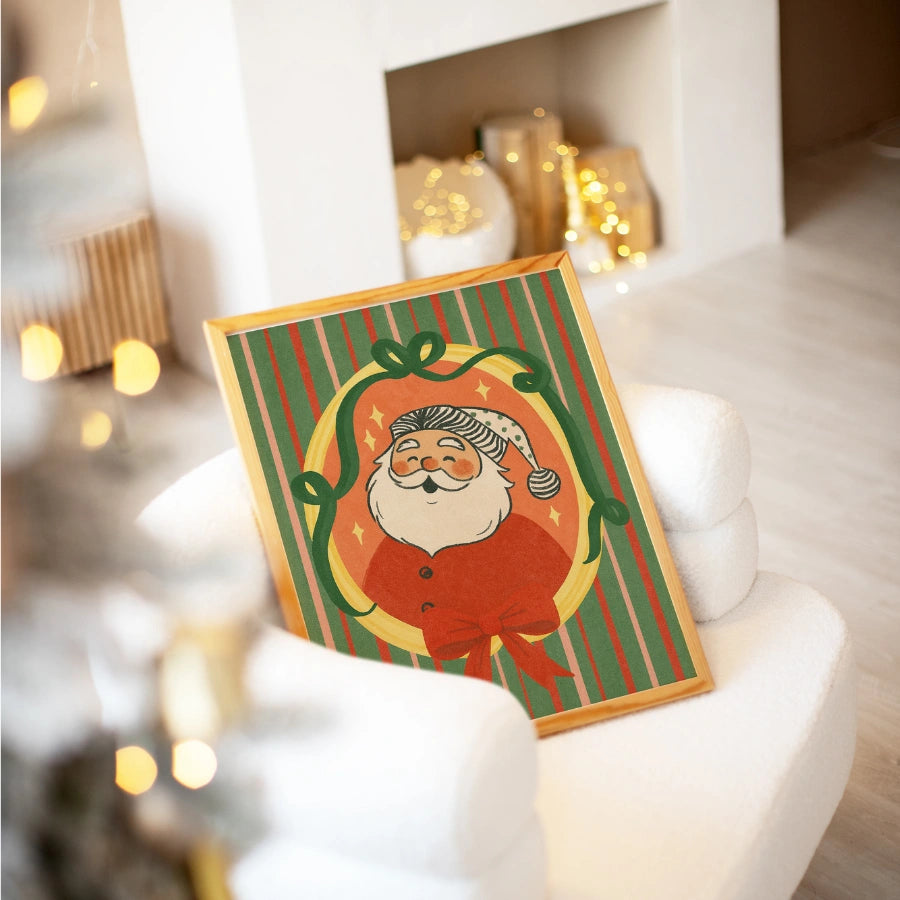 Retro Santa Wall Art – Vintage Christmas Poster