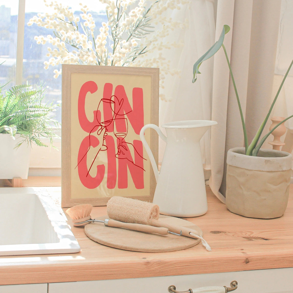 Cin Cin Wall Art – Modern Wine Cheers Print