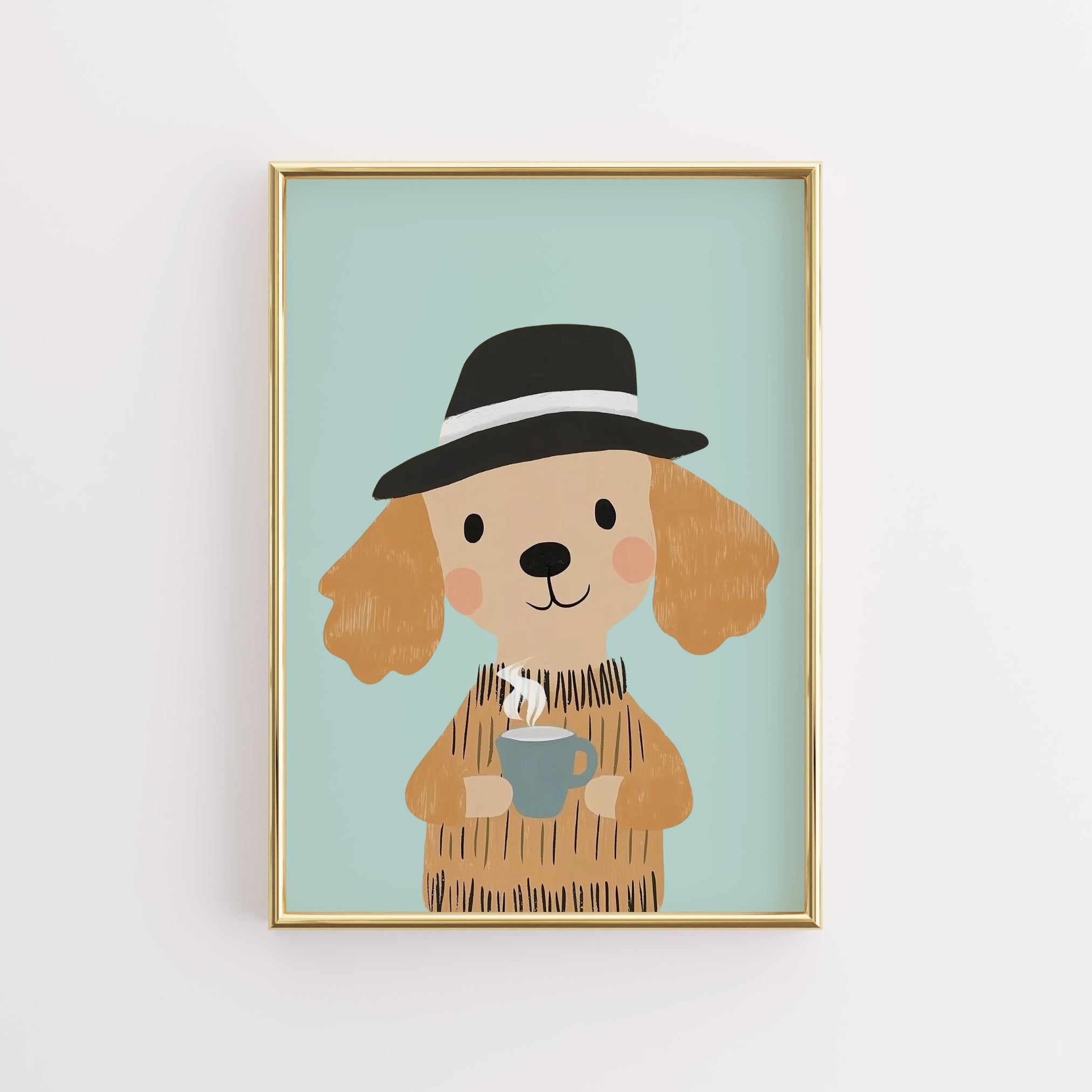 Coffee Dog Wall Art – Accogliente opera d'arte raffigurante animali