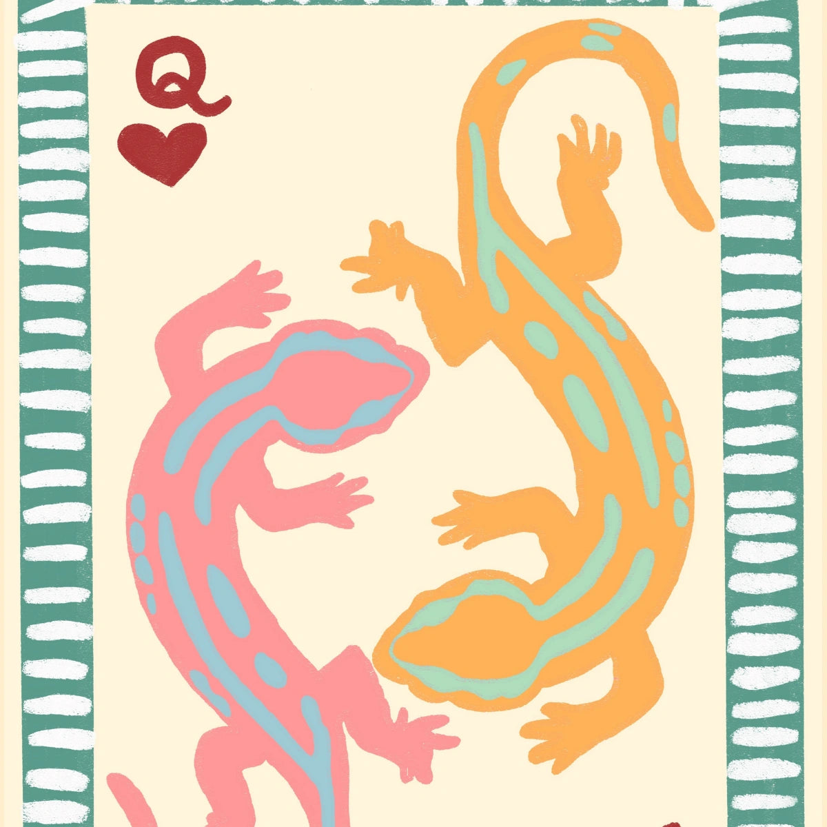 Gecko Queen Print – Tropical Playing Card Wall Art