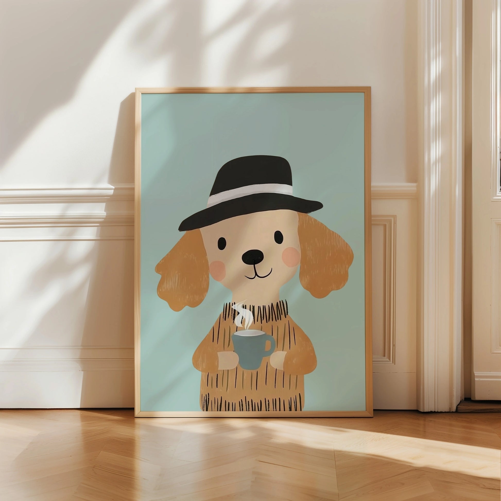 Coffee Dog Wall Art – Accogliente opera d'arte raffigurante animali
