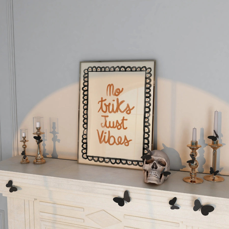 No Tricks Just Vibes Wall Art – Cute Halloween Quote Print