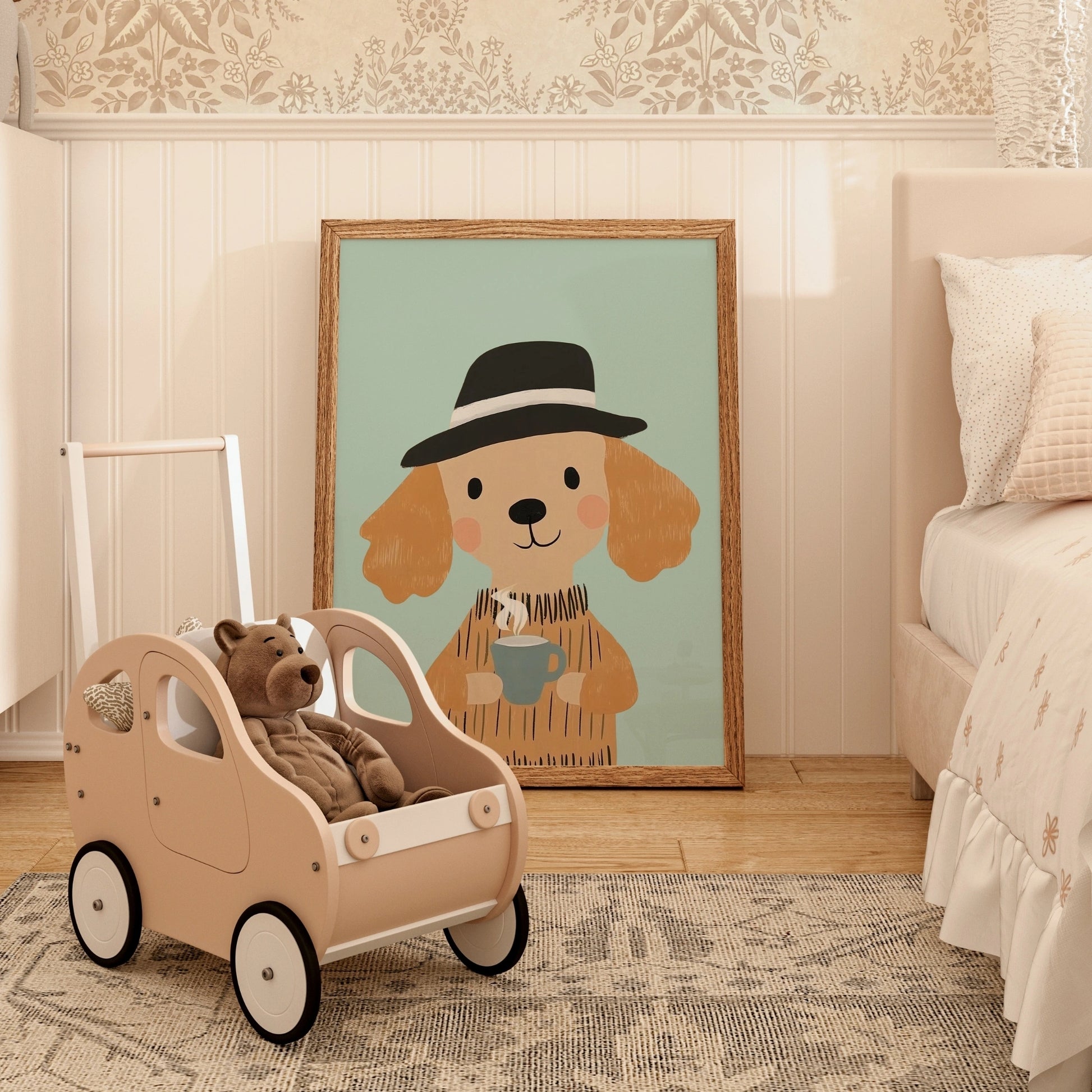 Coffee Dog Wall Art – Accogliente opera d'arte raffigurante animali