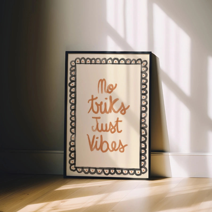 No Tricks Just Vibes Wall Art – Cute Halloween Quote Print