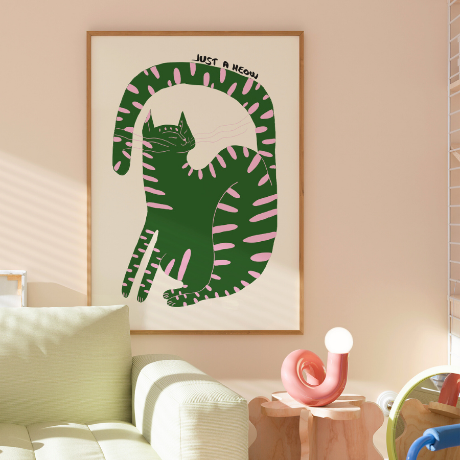 Just a Meow Cat Print – Quirky Animal Poster
