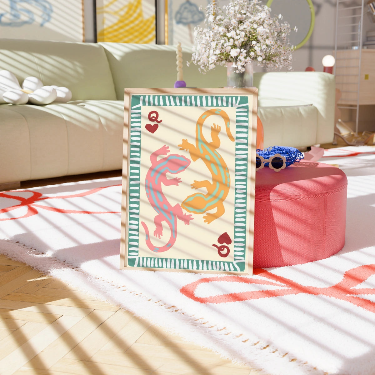 Gecko Queen Print – Tropical Playing Card Wall Art