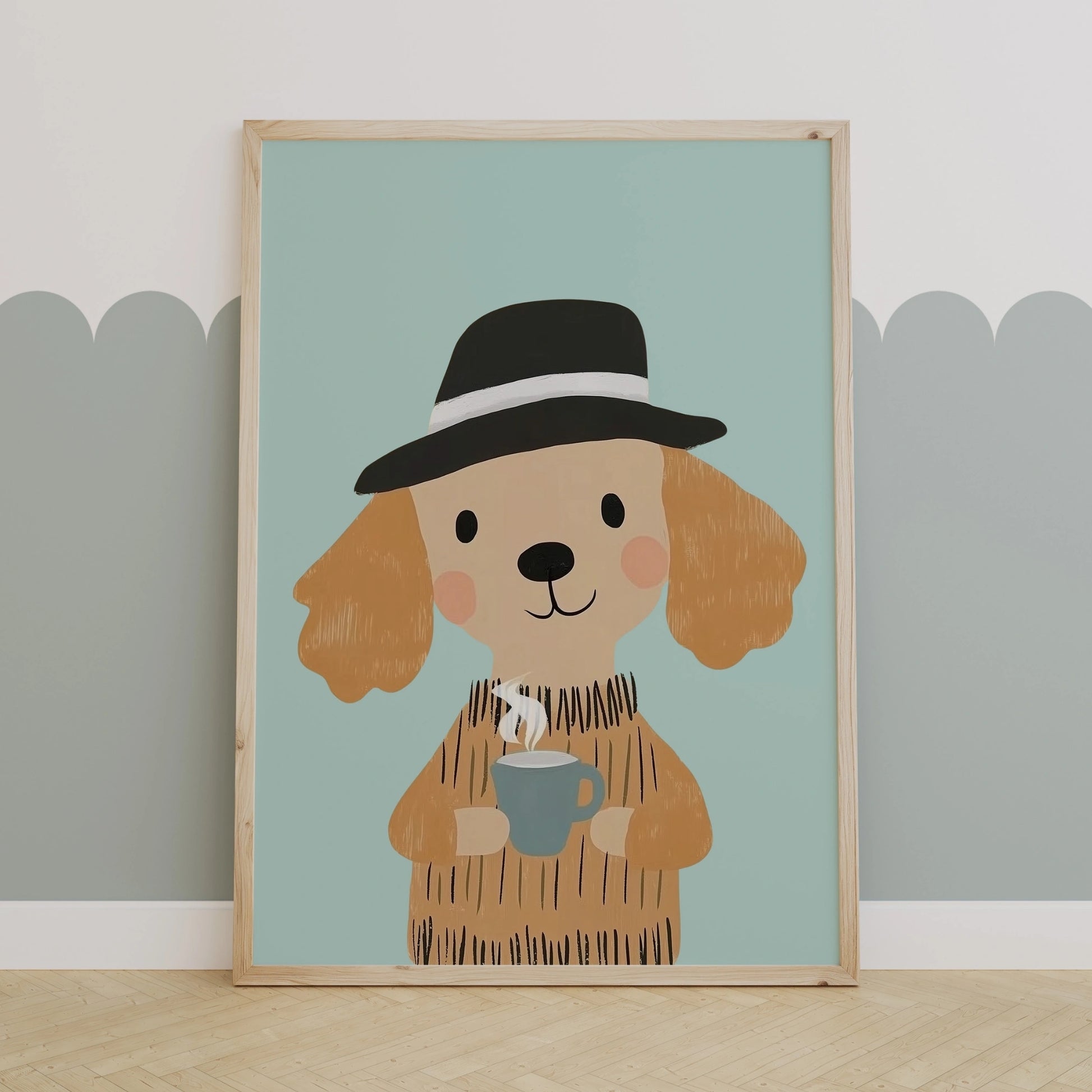 Coffee Dog Wall Art – Accogliente opera d'arte raffigurante animali