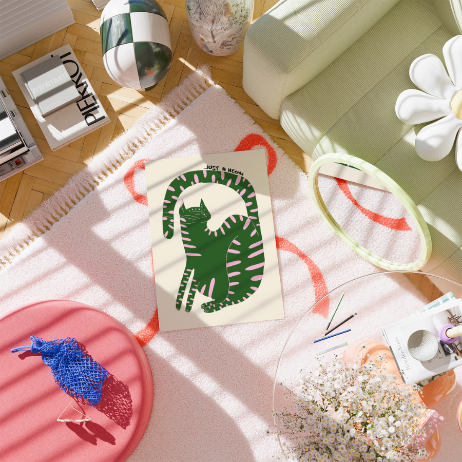 Just a Meow Cat Print – Quirky Animal Poster