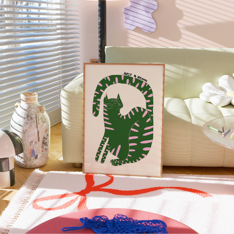 Just a Meow Cat Print – Quirky Animal Poster