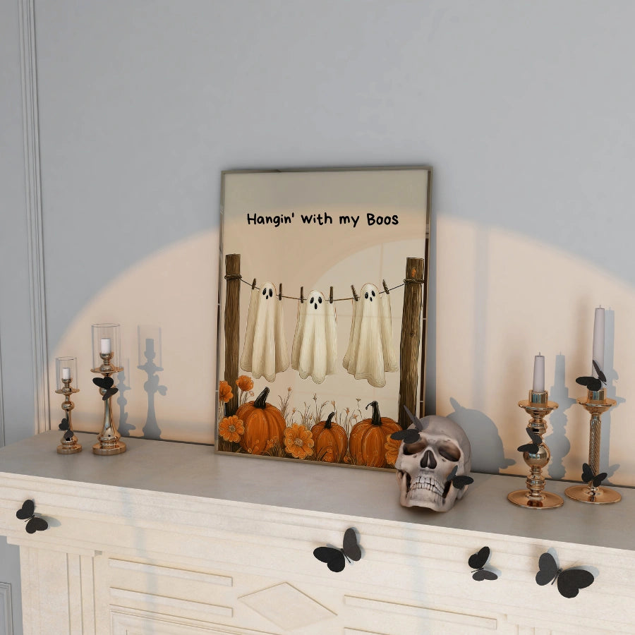 Hangin' With My Boos Print – Cute Ghost Friends Halloween Wall Art