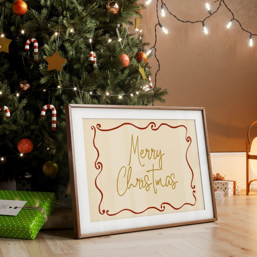 Merry Christmas Print – Elegant Holiday Wall Art