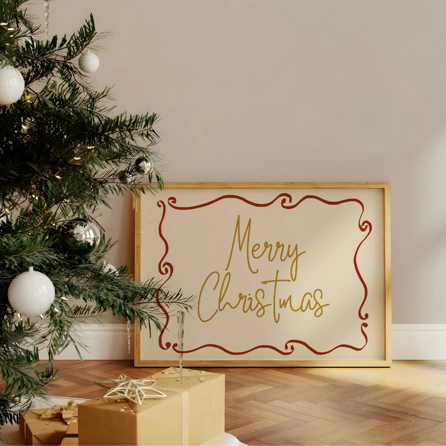 Merry Christmas Print – Elegant Holiday Wall Art