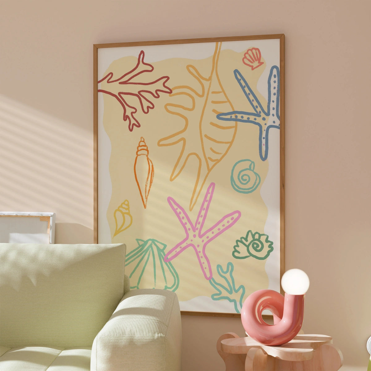 Colorful Sea Shell Wall Art - Starfish Coastal Poster