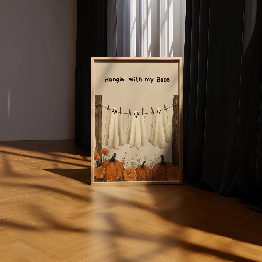 Hangin' With My Boos Print – Cute Ghost Friends Halloween Wall Art
