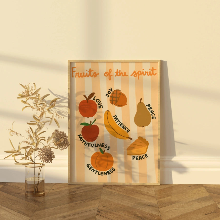 Fruits of the Spirit Wall Art - Autumn Christian Print with Bible Verse