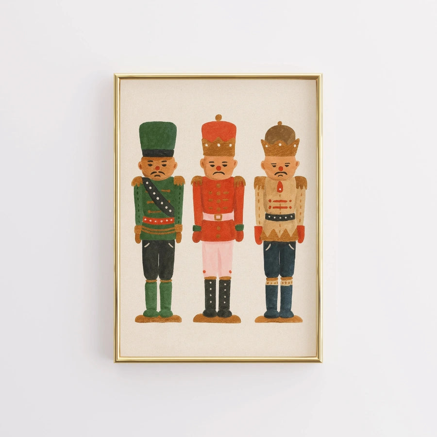 Nutcracker Trio Wall Art – Hand-Drawn Christmas Soldiers Print
