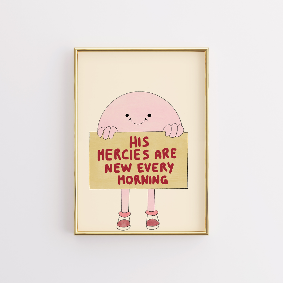 His Mercies Christian Wall Art – Cute Morning Bible Verse Print