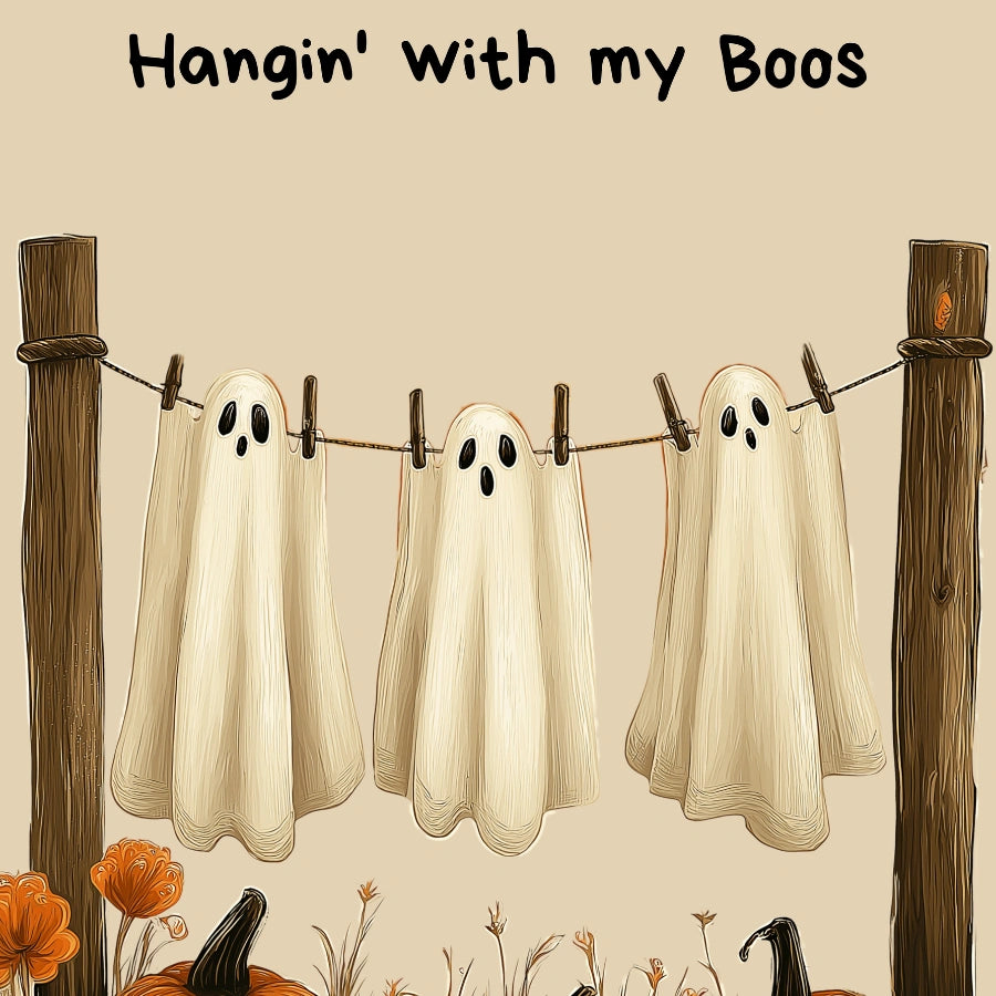 Hangin' With My Boos Print – Cute Ghost Friends Halloween Wall Art