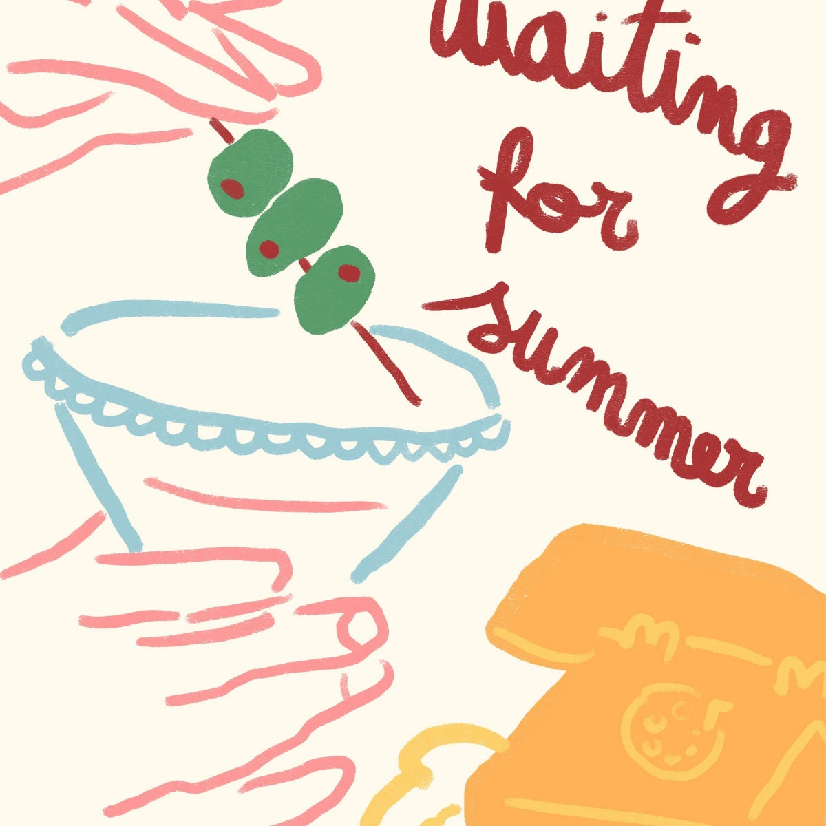 Waiting for Summer Print – Retro Cocktail Wall Art