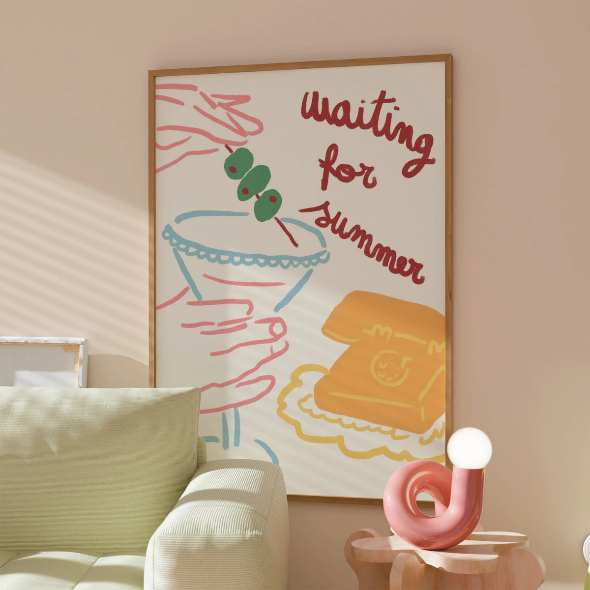 Waiting for Summer Print – Retro Cocktail Wall Art