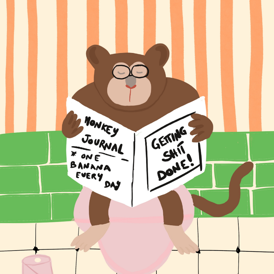 Lustiges Affen-Wandbild fürs Badezimmer – Maximalistisches Toilettenposter