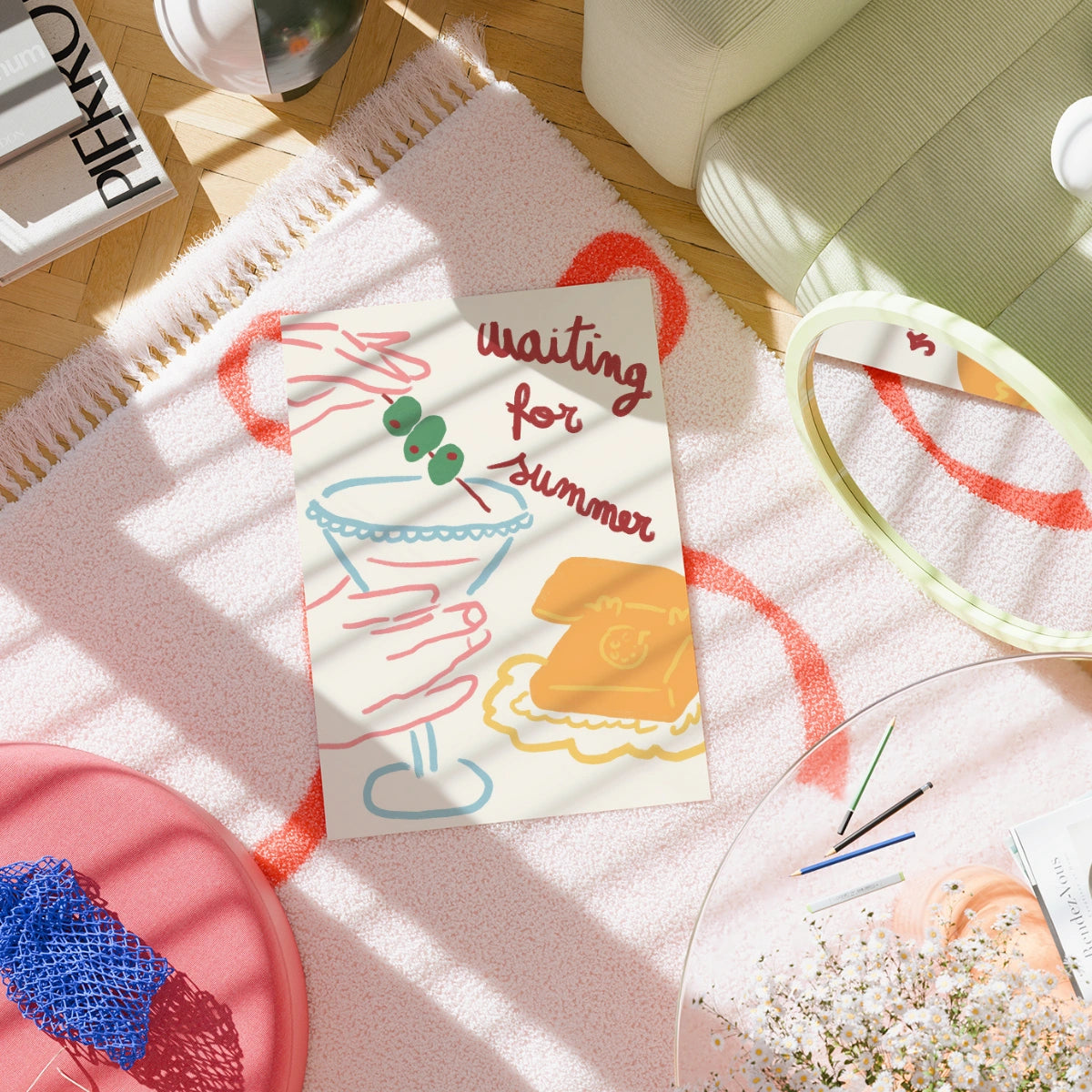 Waiting for Summer Print – Retro Cocktail Wall Art