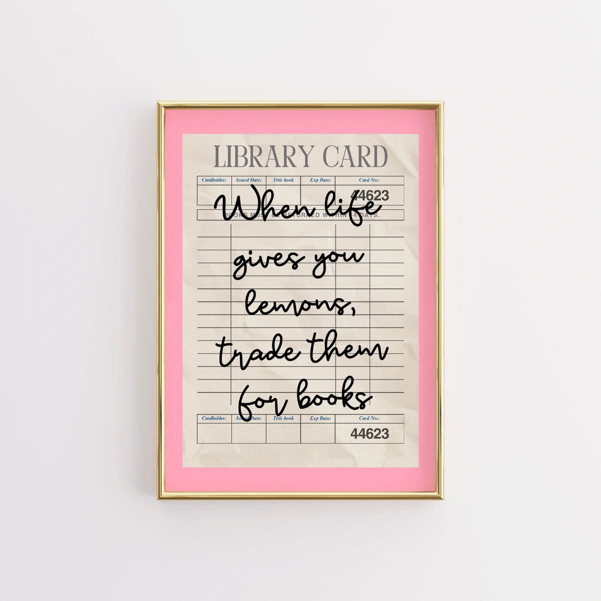 Lemons & Books Print – Vintage Library Card Wall Art