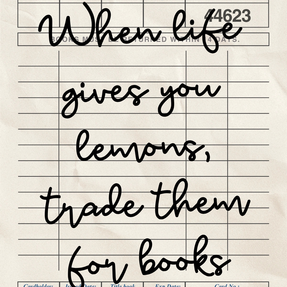 Lemons & Books Print – Vintage Library Card Wall Art