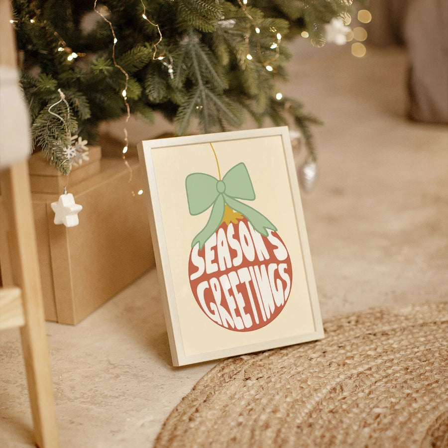 Season’s Greetings – Retro Holiday Wall Art Print