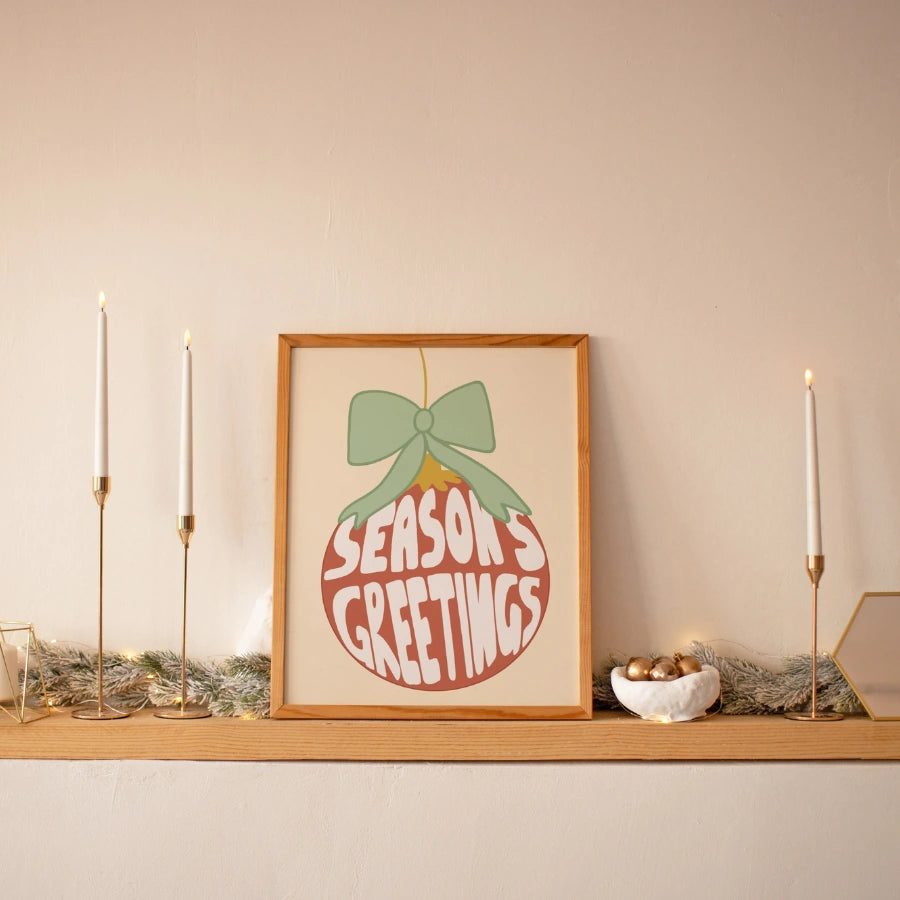 Season’s Greetings – Retro Holiday Wall Art Print