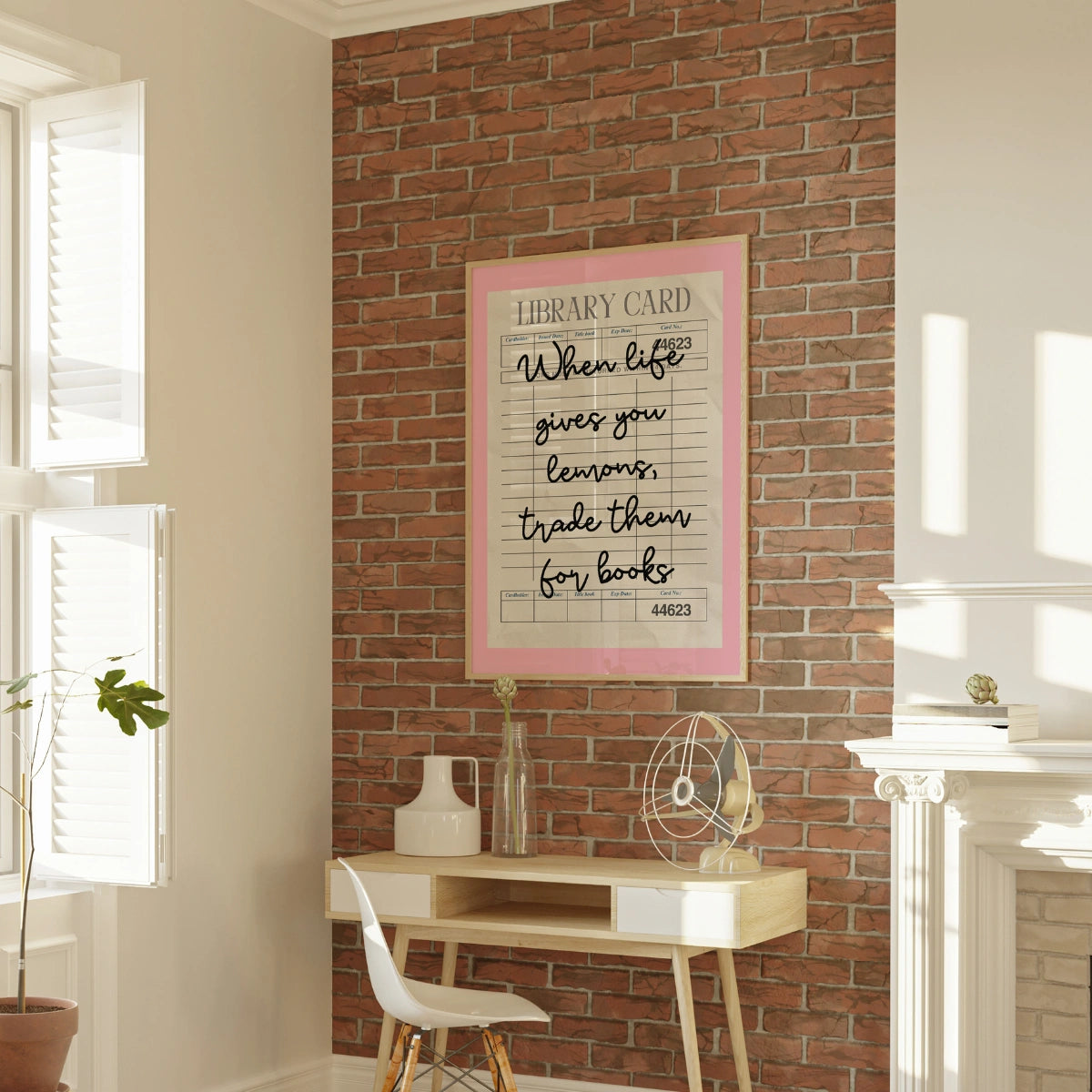 Lemons & Books Print – Vintage Library Card Wall Art