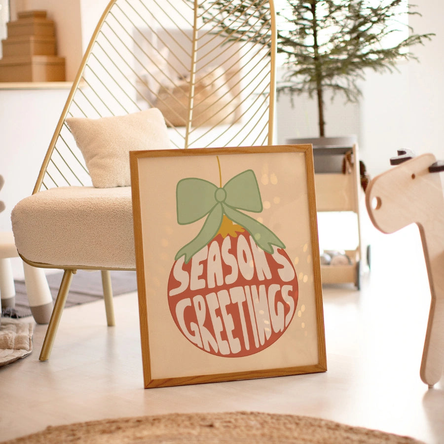 Season’s Greetings – Retro Holiday Wall Art Print
