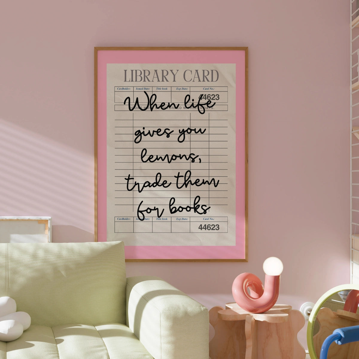 Lemons & Books Print – Vintage Library Card Wall Art