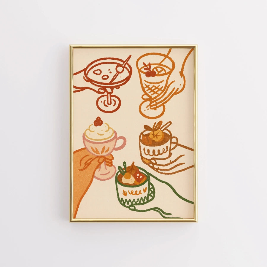Autumn Drinks Wall Art - Cozy Fall Cocktail Print