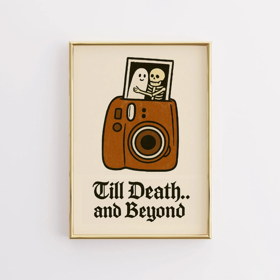 Till Death Halloween Print – Ghost and Skeleton Couple Art