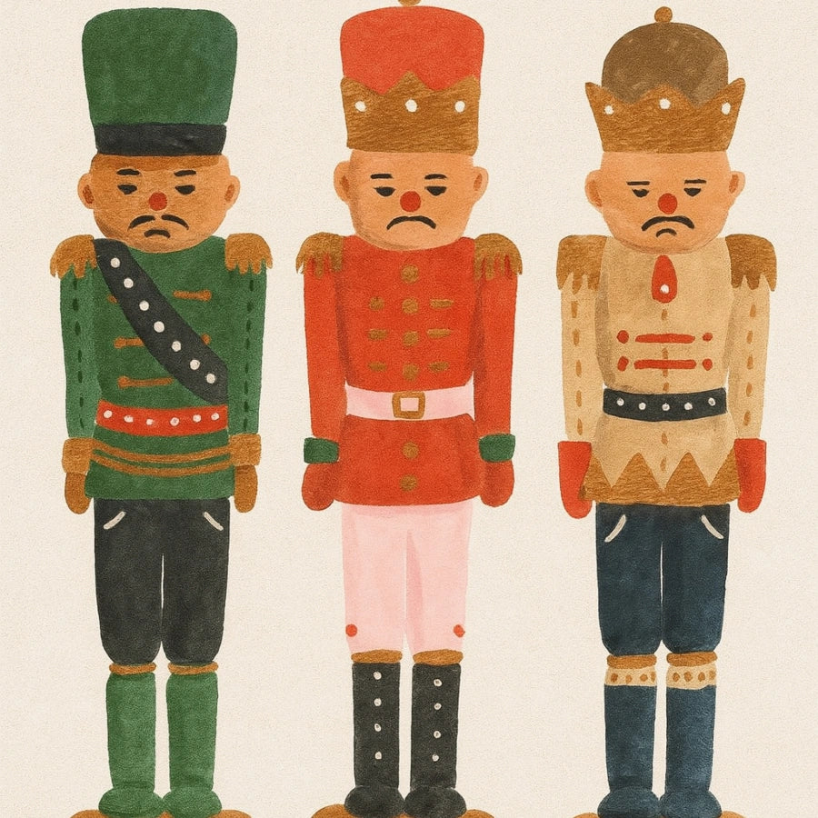 Nutcracker Trio Wall Art – Hand-Drawn Christmas Soldiers Print