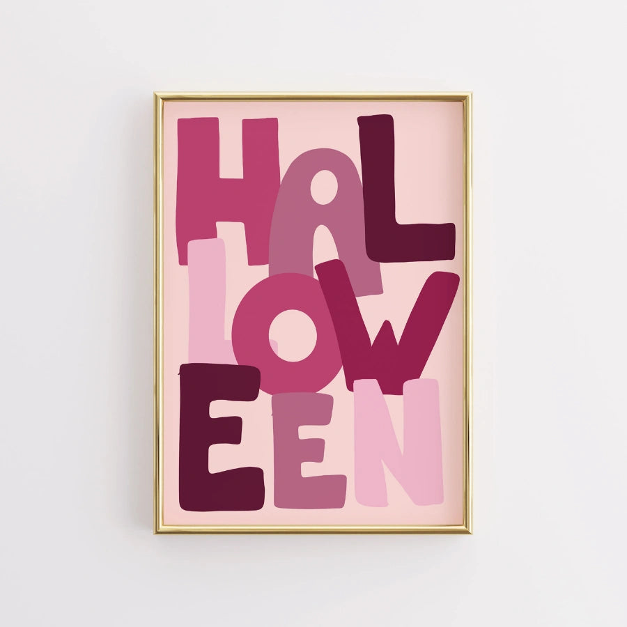 Modern Halloween Lettering Print – Bold Pink Wall Art