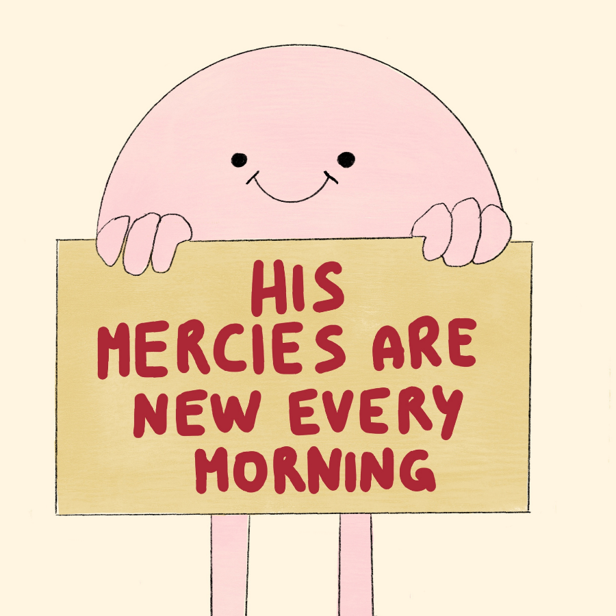 His Mercies Christian Wall Art – Cute Morning Bible Verse Print