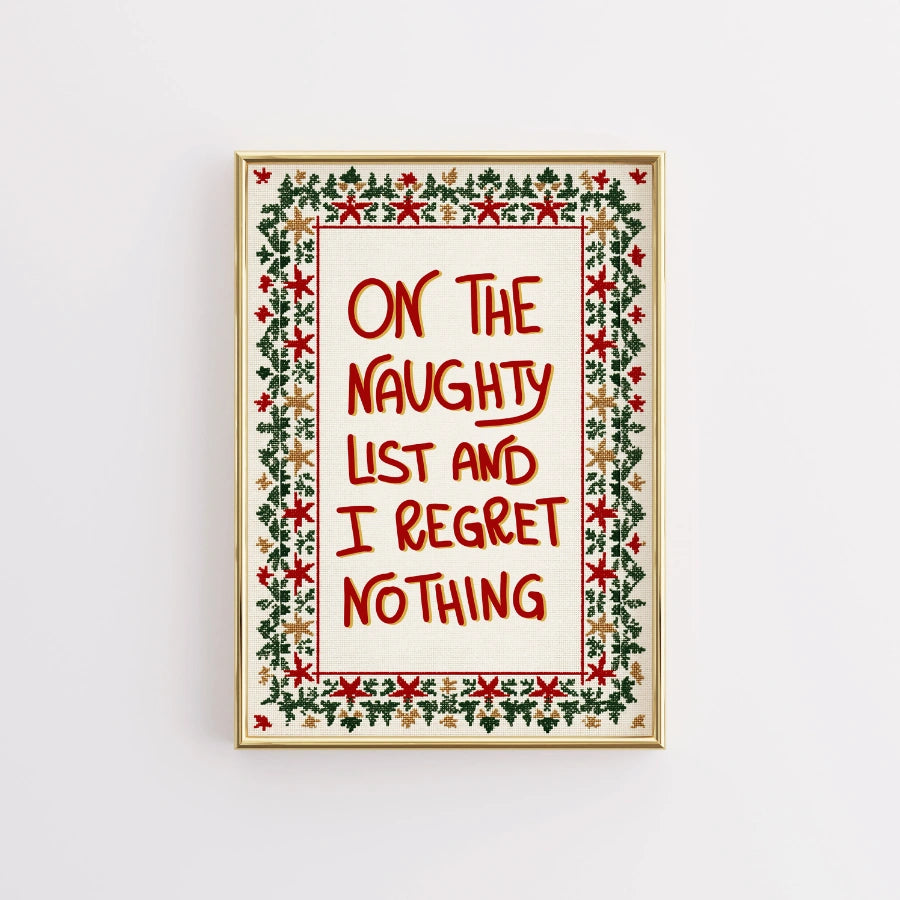 Naughty List Quote – Funny Xmas Wall Art Print