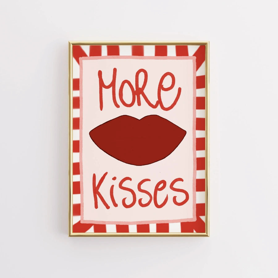 More Kisses Wall Art – Bold Red Lips Poster