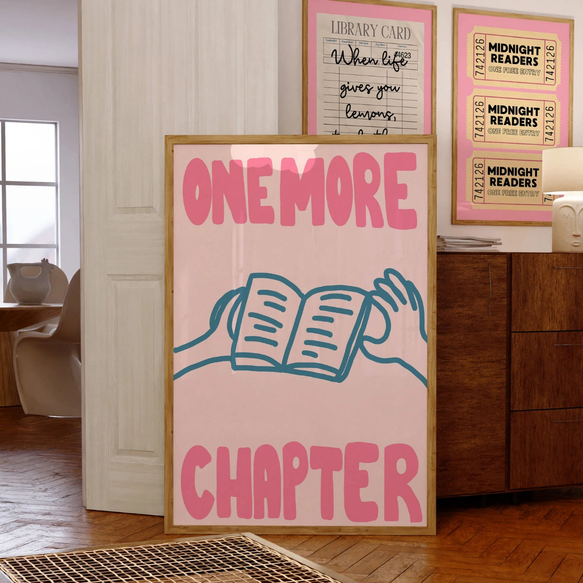 Books & Hands Print – Pink Reading Quote Wall Art