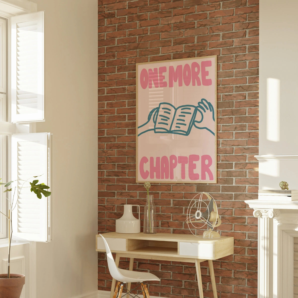 Books & Hands Print – Pink Reading Quote Wall Art