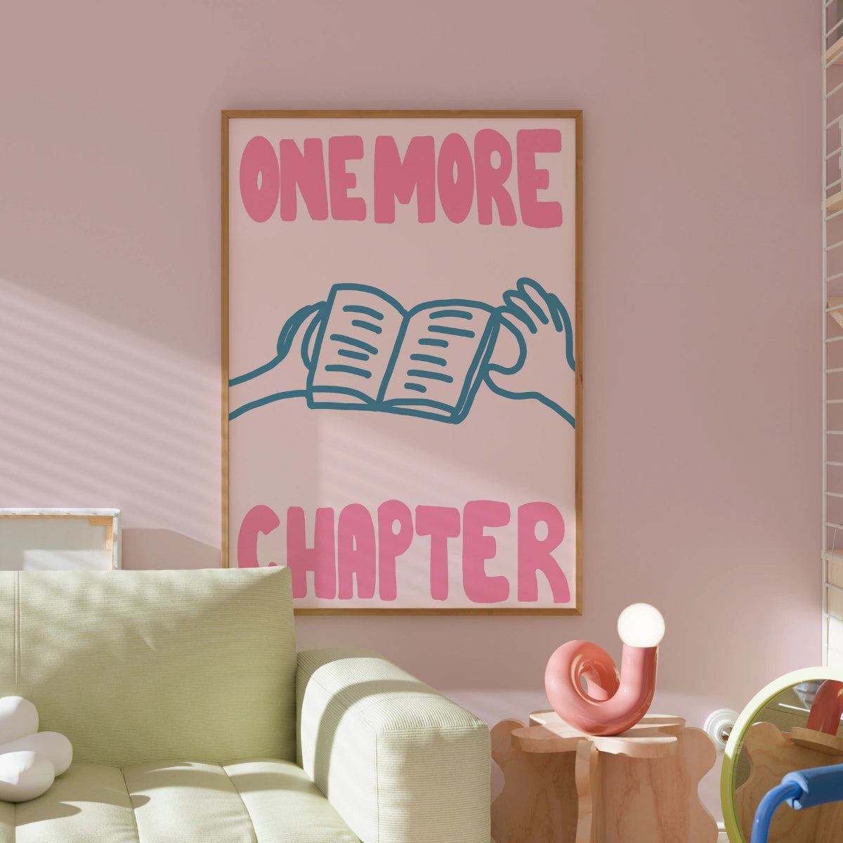 Books & Hands Print – Pink Reading Quote Wall Art