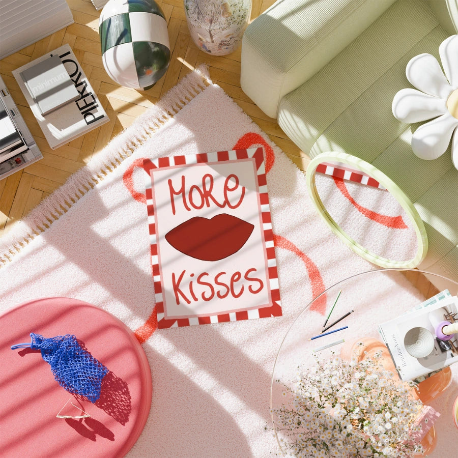 Mehr Küsse Wandbild – Poster mit kräftig roten Lippen