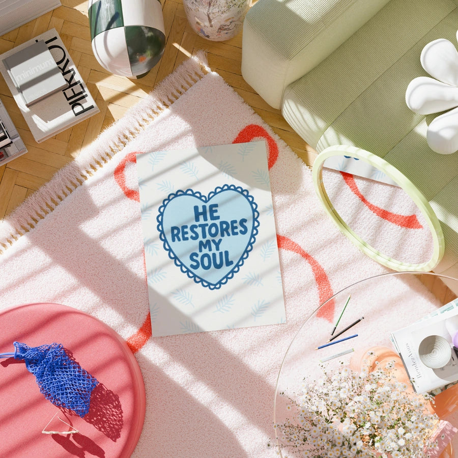 He Restores My Soul Wall Art – Psalm 23 Christian Print