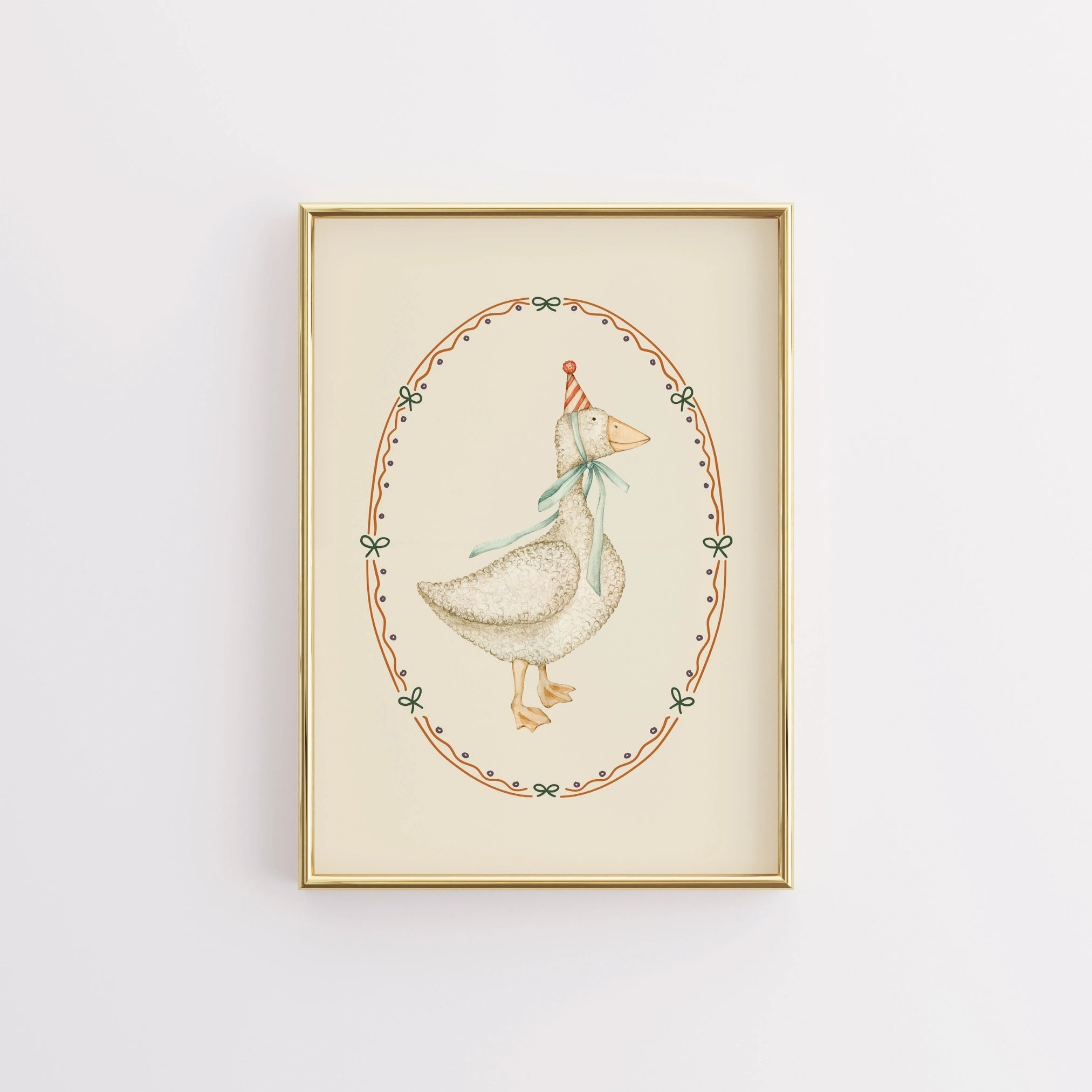 Party Duck Wall Art - Whimsical Farm Animal Print