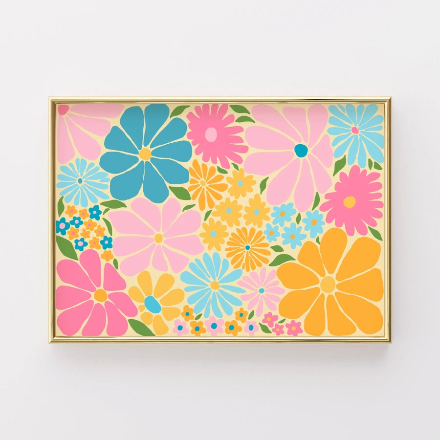 Retro Flower Power Print – Colorful Floral Wall Art