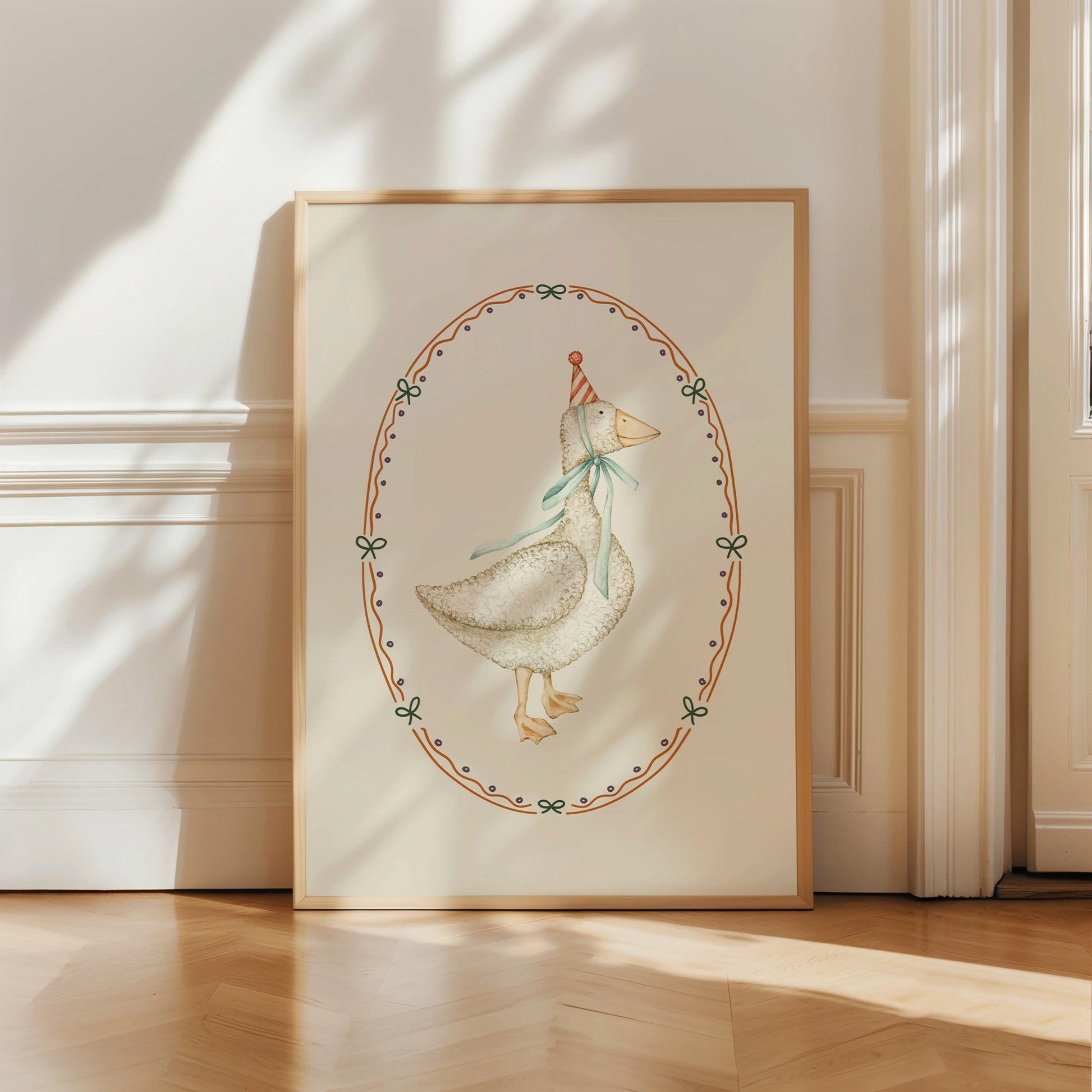 Party Duck Wall Art - Whimsical Farm Animal Print